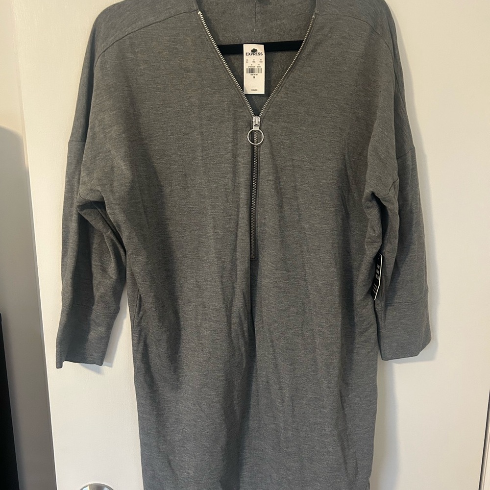 Gray Zip-Up Dress